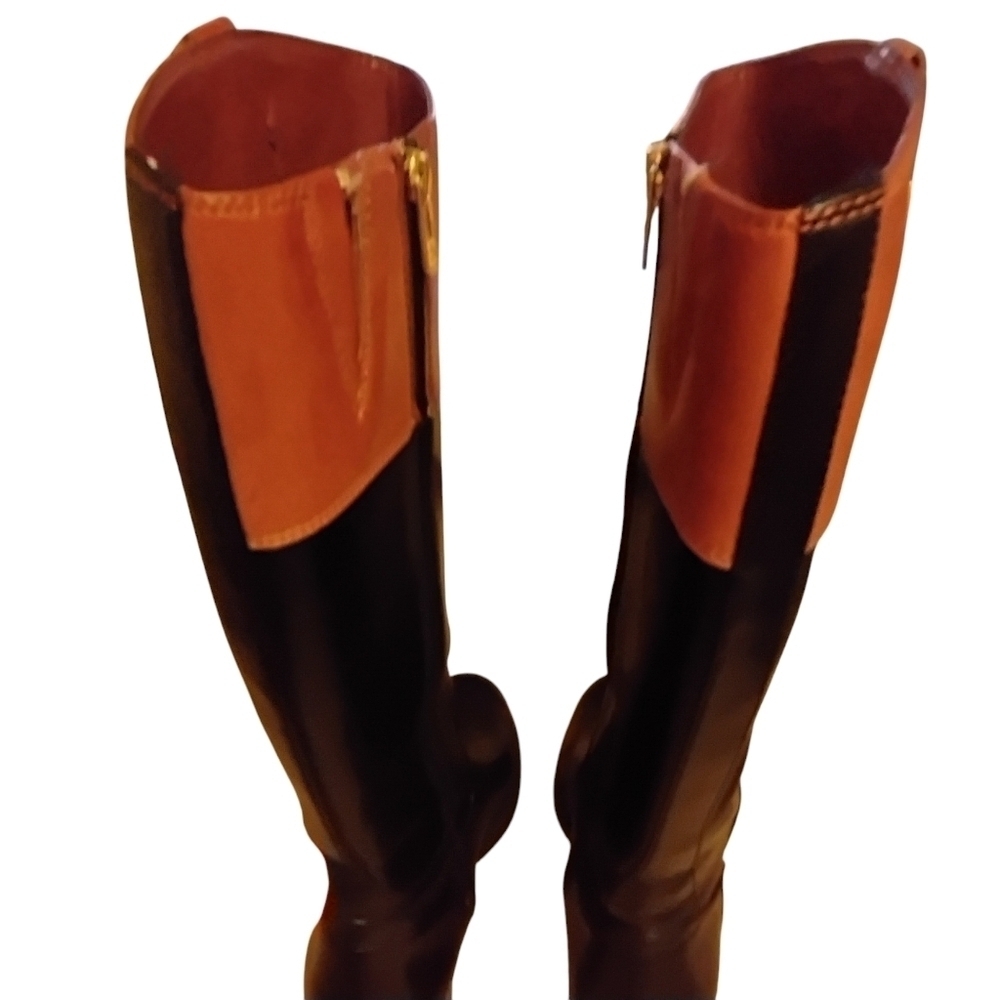 Tommy Hilfiger Women's Shano Black Brown Faux Leather Knee High Boots 9M - Picture 2 of 6